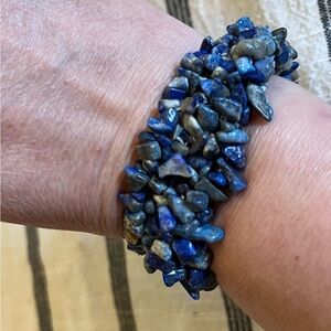 Boho Earthy Style Blue Stone/Sodalite Chip Bracelet